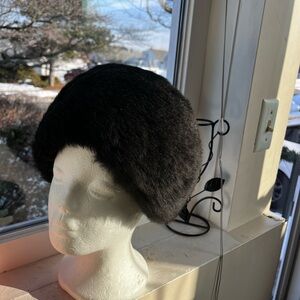 Black Women's sheep real fur hat